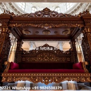 Handmade Wooden Swing Design with Royal Carving Style No-5854