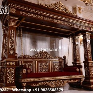 Elegant Wooden Swing Design for Family Relaxation Space No-5896