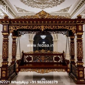 Wooden Swing Design with Artistic Floral Engraving No-5908