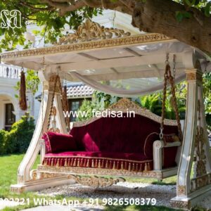Wooden Swing Design with Decorative Cushion Arrangement No-5926
