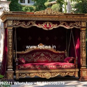 Wooden Swing Design with Elegant Carved Backrest No-5931