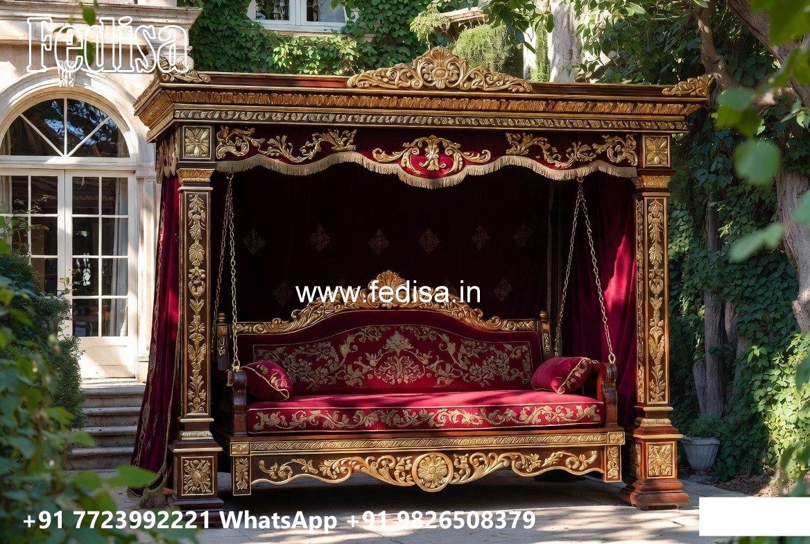 Wooden Swing Design with Elegant Carved Backrest No-5931
