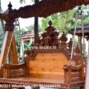 Artistic Wood Carving Swing Design with Floral Patterns No-6205