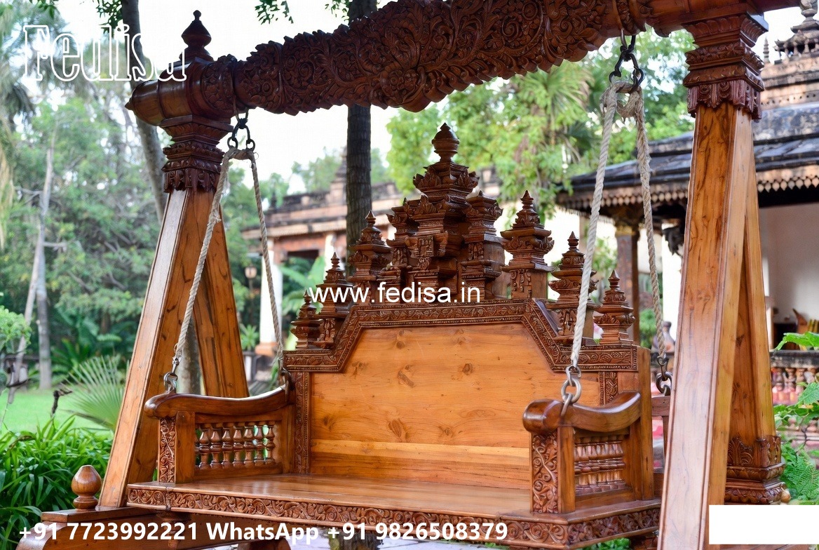 Artistic Wood Carving Swing Design with Floral Patterns No-6205