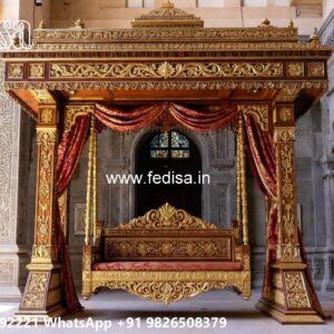 Wooden Jhula Wood Carving Swing Design for Indian Interiors No-6207