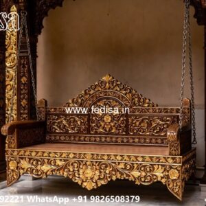 Elegant Wood Carving Swing Design with Handcrafted Details No-6210