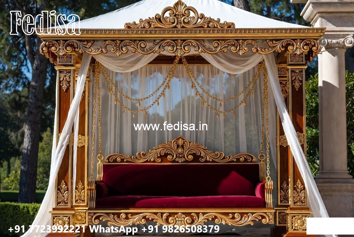 Wood Carving Swing Design with Artistic Floral Motifs No-6236