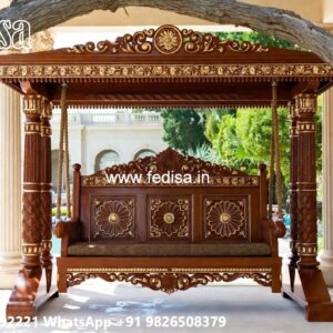 Elegant Wood Carving Swing Design with Royal Craftsmanship No-6238