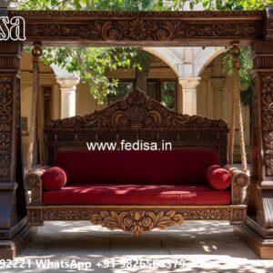Artistic Wooden Swing Design with Detailed Carving Style No-6242
