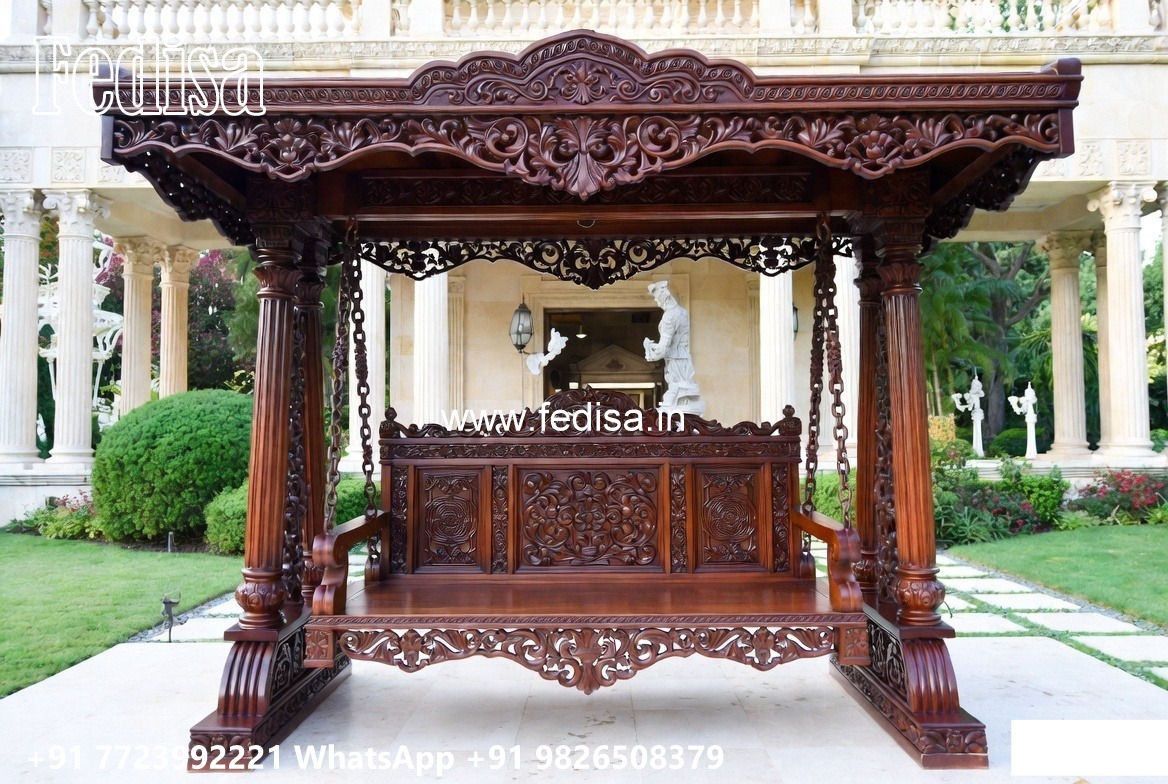 Handcrafted Wood Carving Swing Design with Palace Elegance No-6247