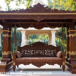 Royal Wood Carving Swing Design with Premium Upholstery No-6253