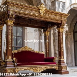 Wood Carving Swing Design with Rich Wooden Detailing No-6258