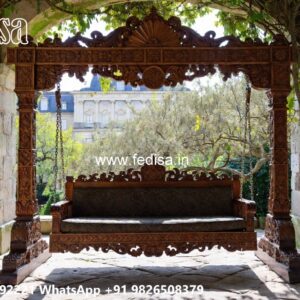 Stylish Wood Carving Swing Design for Modern Interiors No-6259
