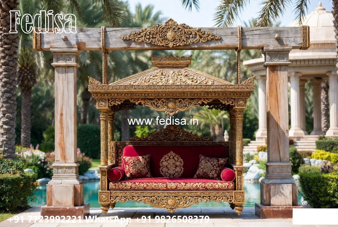 Beautiful Wood Carving Swing Design with Antique Charm No-6264