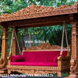 Artistic Wood Carving Swing Design for Sophisticated Decor No-6270