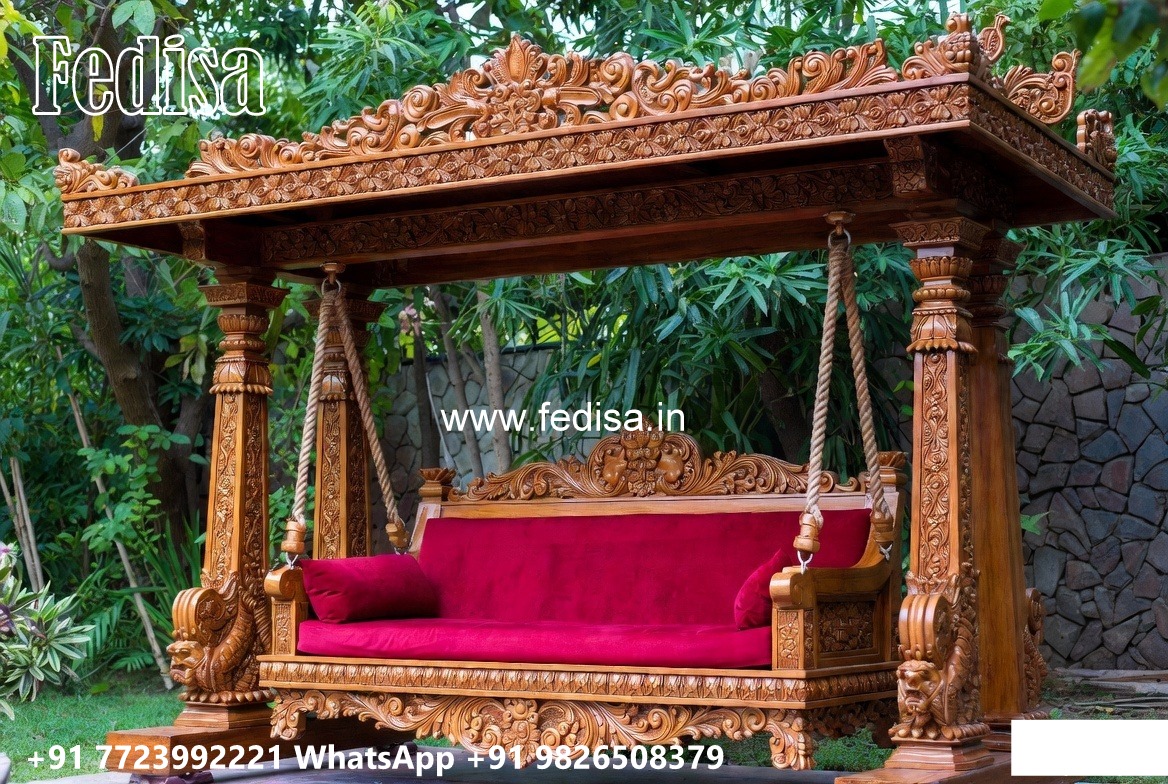 Artistic Wood Carving Swing Design for Sophisticated Decor No-6270