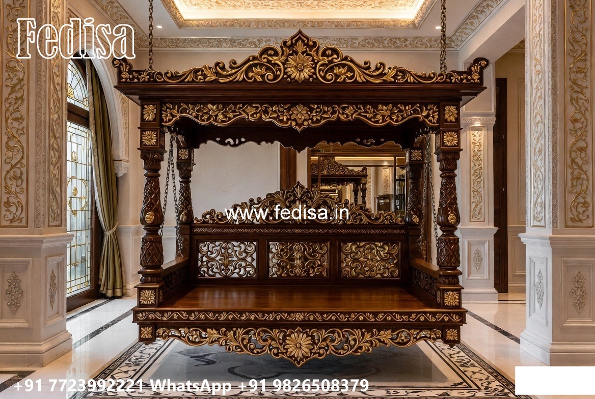 Handcrafted Wood Carving Swing Design with Rich Texture No-6276