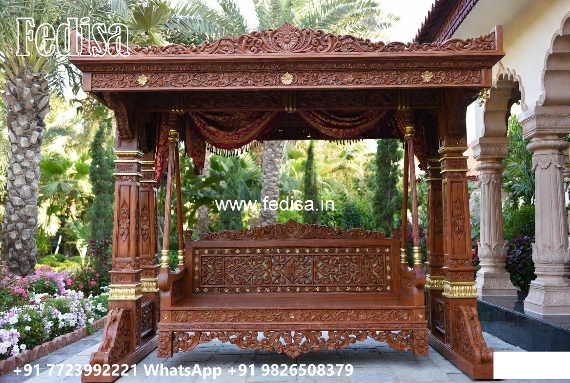 Royal Wood Carving Swing Design with Floral Artwork No-6287