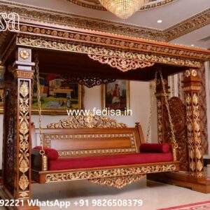 Wood Carving Swing Design with Decorative Hanging Chains No-6289