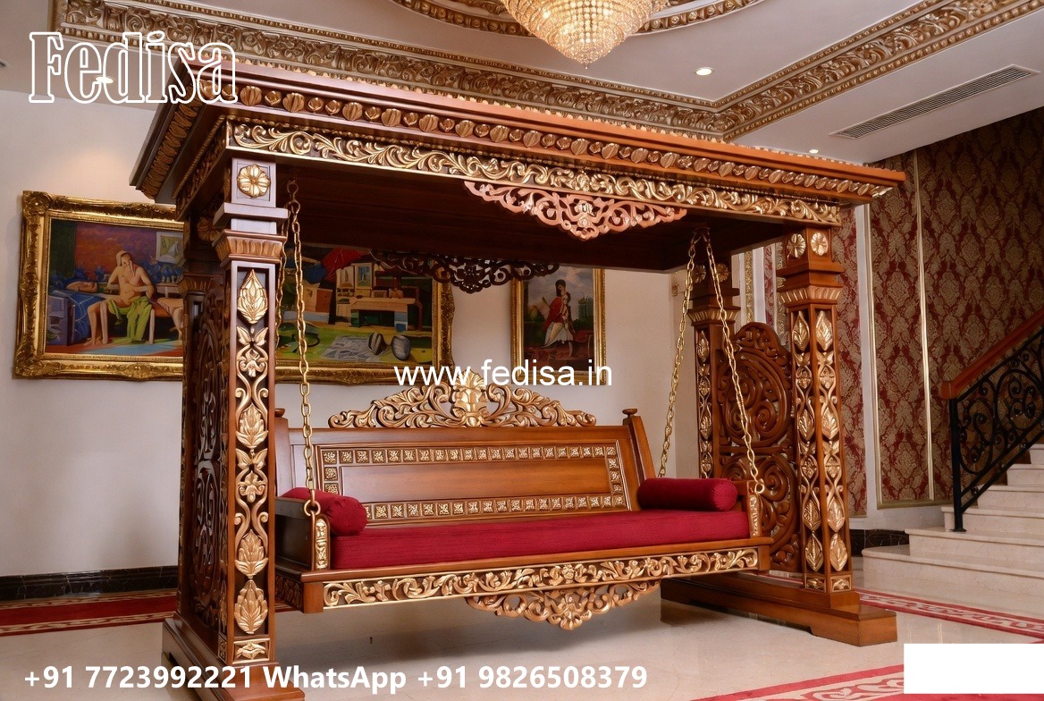 Wood Carving Swing Design with Decorative Hanging Chains No-6289