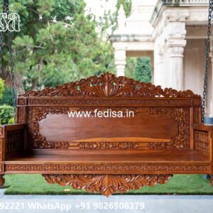 Elegant Wooden Swing Design with Brass Chain Decor No-6307