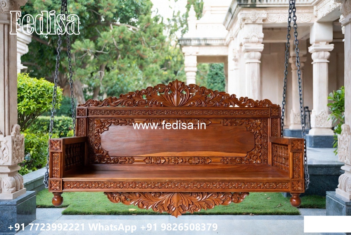 Elegant Wooden Swing Design with Brass Chain Decor No-6307
