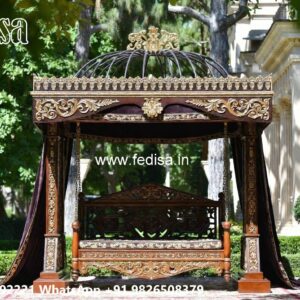 Solid Wood Swing Design with Artistic Hand Carving No-6311