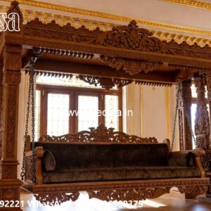 Indoor Luxury Wooden Swing Design with Soft Cushions No-6343