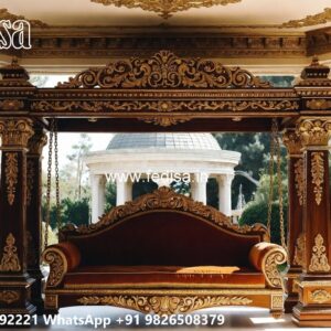 Wooden Swing Design with Handcrafted Royal Detailing No-6364