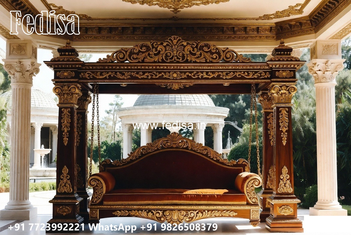 Wooden Swing Design with Handcrafted Royal Detailing No-6364