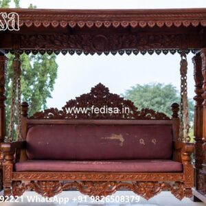 Wooden Swing Design with Decorative Cushion Arrangement No-6376