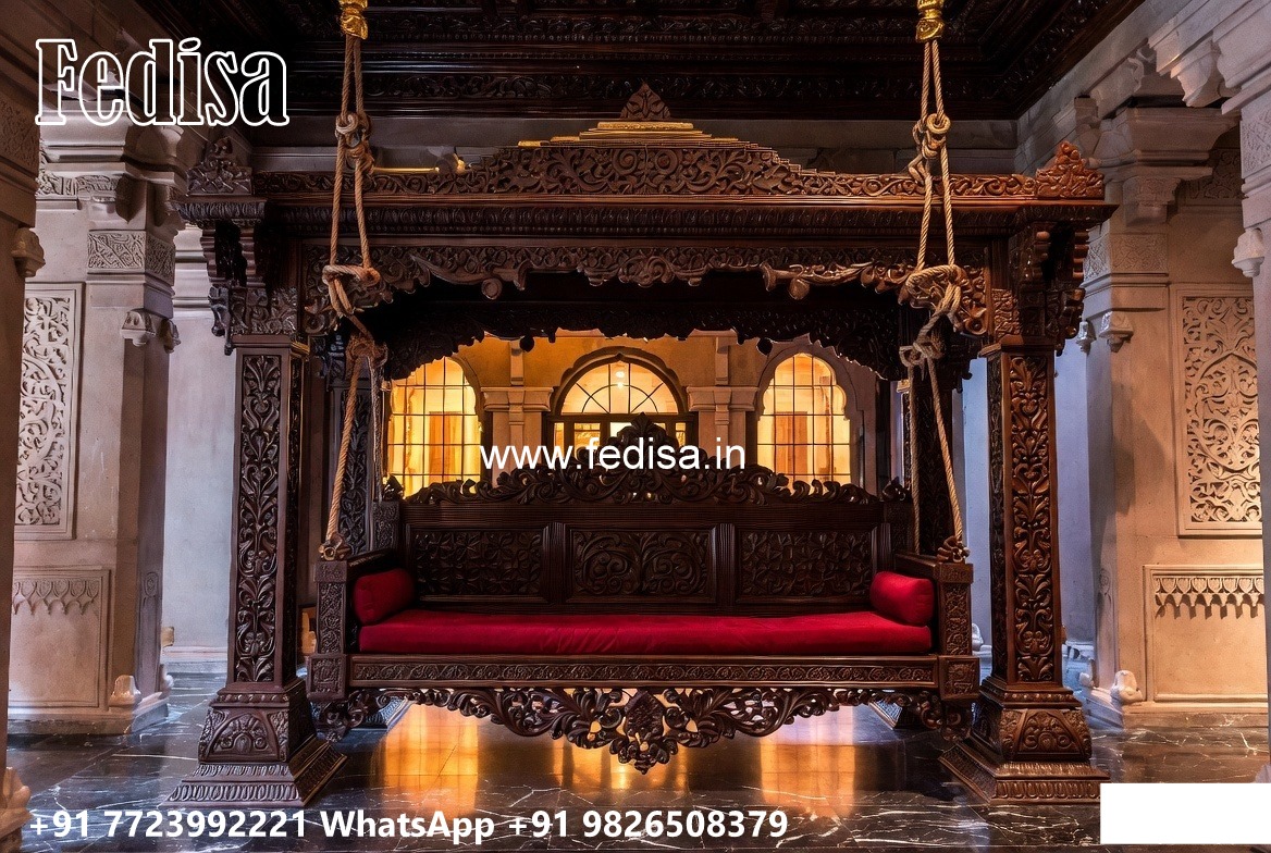 Wooden Swing Design with Elegant Carved Backrest No-6381