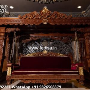 Wooden Swing Design with Designer Carving Artwork No-6394