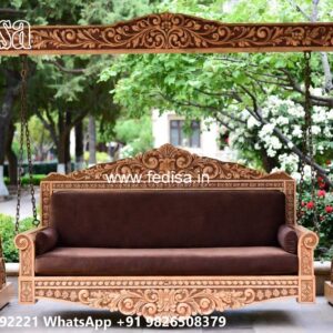Artistic Wood Carving Swing Design with Floral Patterns No-6655