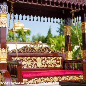 Wooden Jhula Wood Carving Swing Design for Indian Interiors No-6657