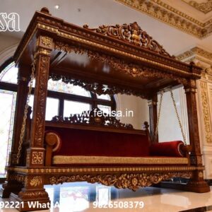 Indoor Wood Carving Swing Design for Stylish Seating Areas No-6663