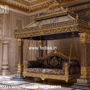 Handcrafted Wood Carving Swing Design with Rich Detailing No-6671