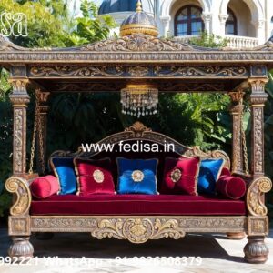 Handcrafted Wood Carving Swing Design for Grand Interiors No-6684