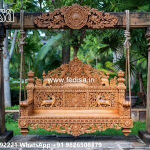 Wood Carving Swing Design with Artistic Floral Motifs No-6686