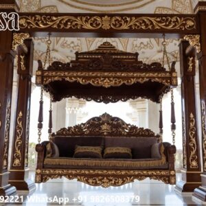 Elegant Wood Carving Swing Design with Royal Craftsmanship No-6688