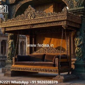 Artistic Wooden Swing Design with Detailed Carving Style No-6692