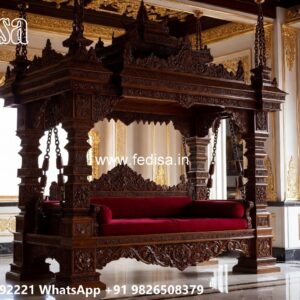 Wood Carving Swing Design with Intricate Wooden Patterns No-6701