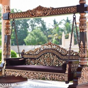 Royal Wood Carving Swing Design with Premium Upholstery No-6703
