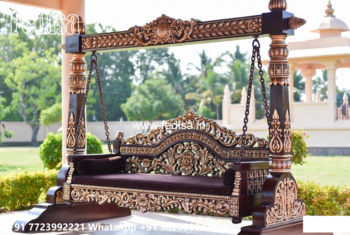 Royal Wood Carving Swing Design with Premium Upholstery No-6703