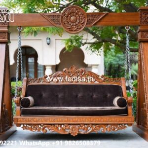 Luxury Wood Carving Swing Design with Elegant Backrest No-6707