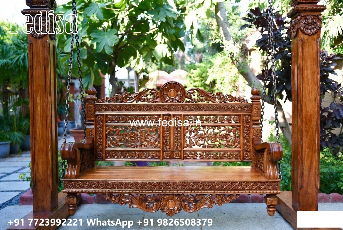 Wood Carving Swing Design with Rich Wooden Detailing No-6708