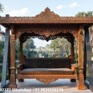 Artistic Wood Carving Swing Design for Sophisticated Decor No-6720