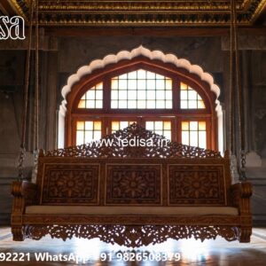 Handcrafted Wood Carving Swing Design with Rich Texture No-6726