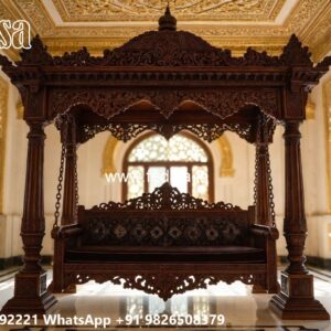 Indoor Wood Carving Swing Design with Artistic Charm No-6729