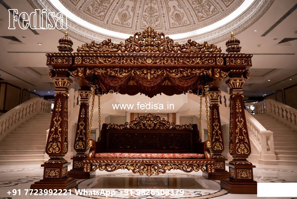 Wood Carving Swing Design with Stylish Decorative Features No-6735